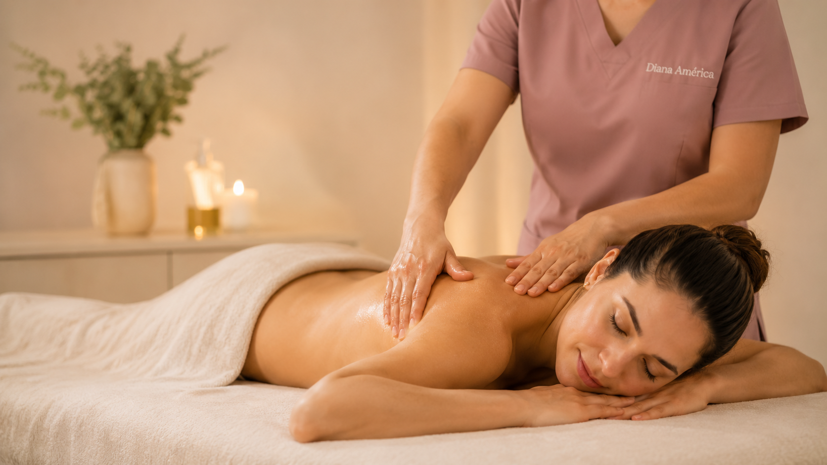 Sessão de massagem terapêutica num ambiente tranquilo e acolhedor